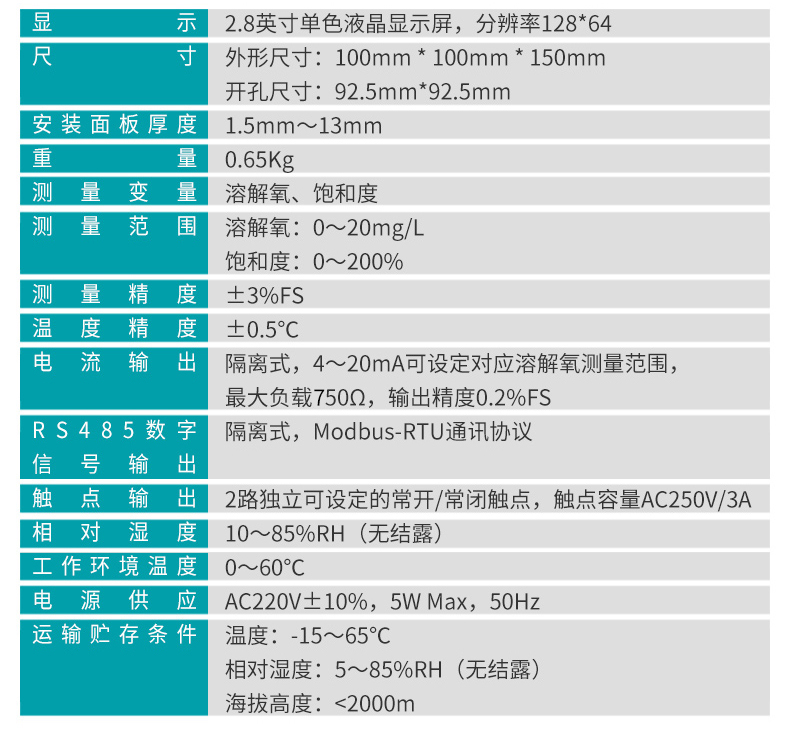 米科膜法溶氧儀MIK-DM2800產(chǎn)品參數(shù)
