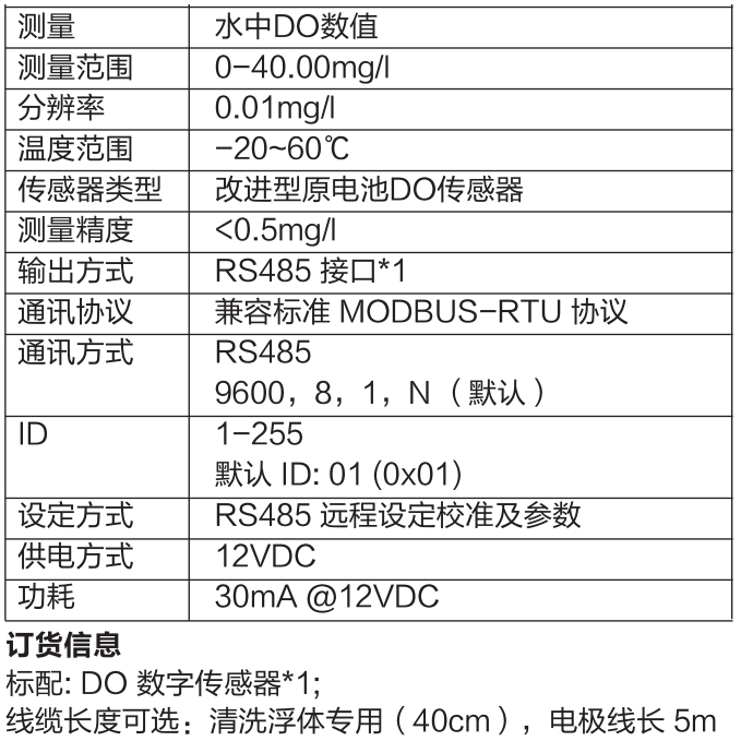 米科MIK-DO-7013數(shù)字式膜法溶解氧電極產(chǎn)品參數(shù)